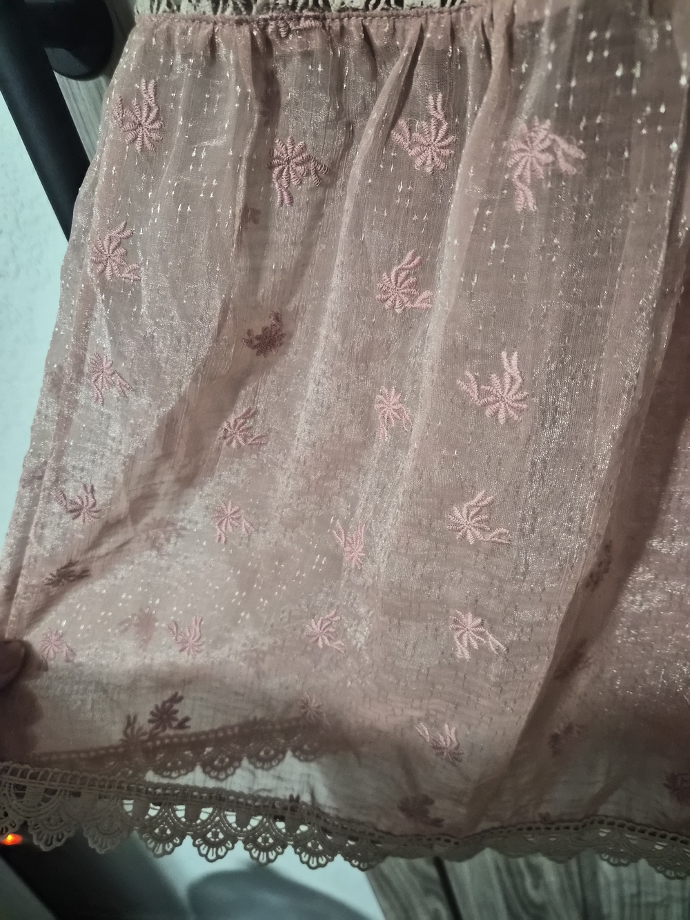 Listicle Pink Tiered Maxi Dress with Lace Trim - Picture 6 of 7